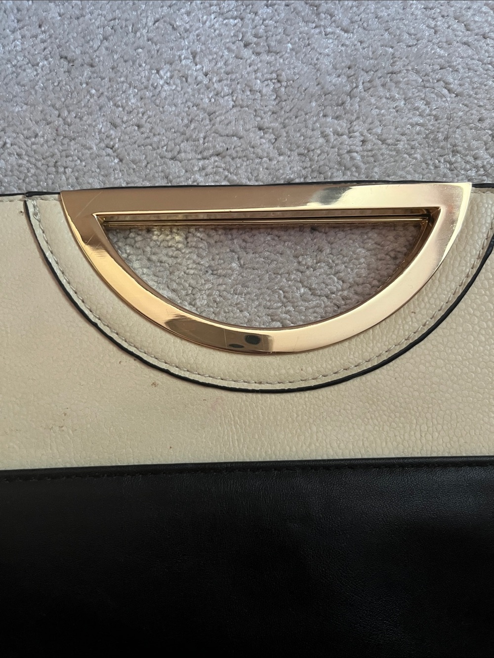 The Limited Two-Tone Black and Cream Leather Clutch with Gold Handle - Picture 4 of 4